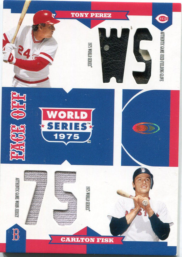 Carlton Fisk & Tony Perez 2004 Donruss Dual Game Worn Jersey Card /50