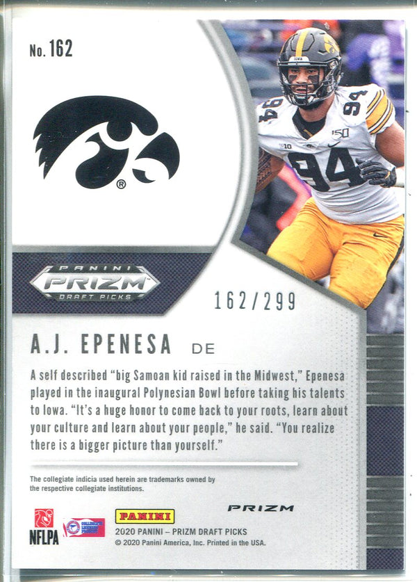 A.J. Epenesa 2020 Prizm Draft Picks Blue Wave Rookie Card 162/299