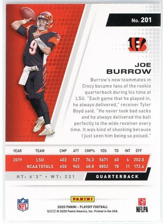 Joe Burrow 2020 Panini Playoff Rookie Card #201