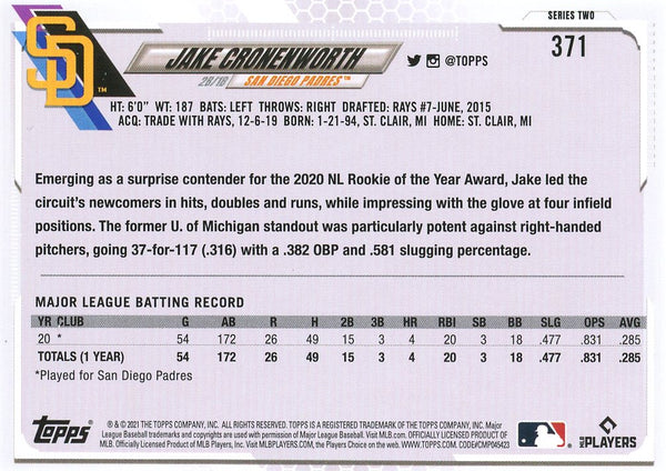 Jake Cronenworth 2021 Topps Rookie Card