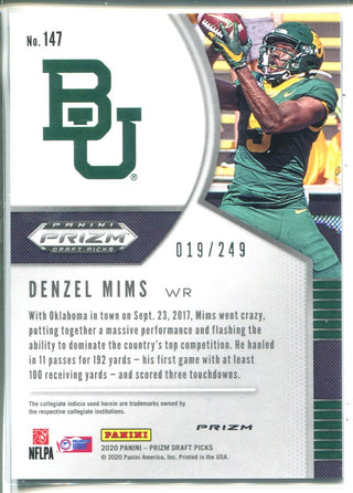 Denzel Mims 2020 Prizm Draft Picks Green & Yellow Rookie Card 19/249