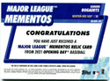 Xander Bogarts 2021 Topps Opening Day Major League Mementos Locker Room Chair Card