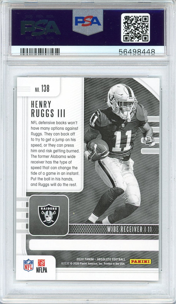 Henry Ruggs III 2020 Panini Absolute Rookie Card #138 (PSA)