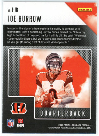 Joe Burrow 2020 Panini Absolute Introductions Rookie Card #I-JB