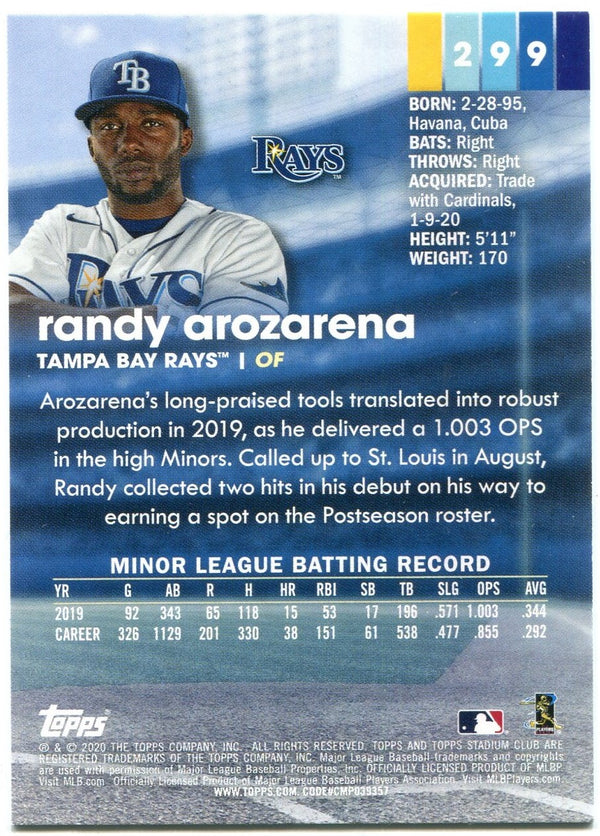 Randy Arozarena Topps Stadium Club 2020