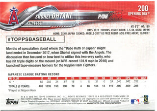 Shohei Ohtani Topps Opening Day Rookie Card