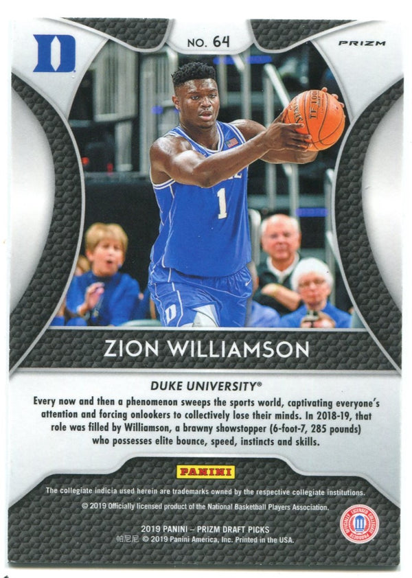 Zion Williamson 2019 Prizm Draft Picks Rookie Card Pink