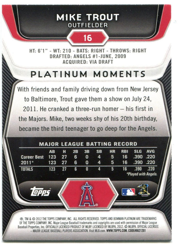 Mike Trout Bowman Platinum 2012