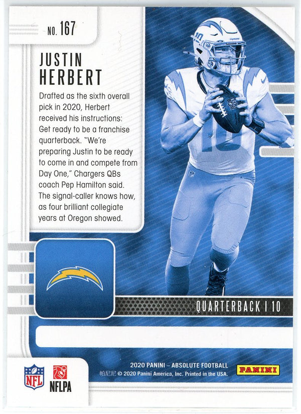 Justin Herbert 2020 Panini Absolute Rookie Card #167