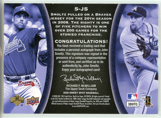 John Smoltz Autographed 2008 Upper Deck Sweet Spot Signatures Card #S-JS