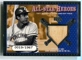 Tony Perez 2001 Upper Deck All-Star Heroes Bat Piece #ASHTP Card 19/1967