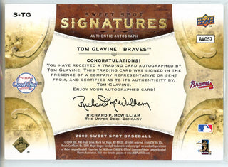 Tom Glavine Autographed 2009 Upper Deck Sweet Spot Signatures Card #S-TG