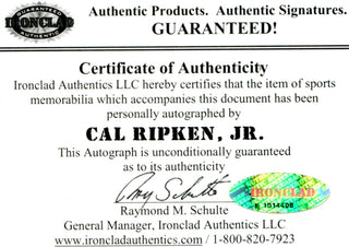 Cal Ripken Jr. Autographed Hall of Fame Plaque (Ironclad)