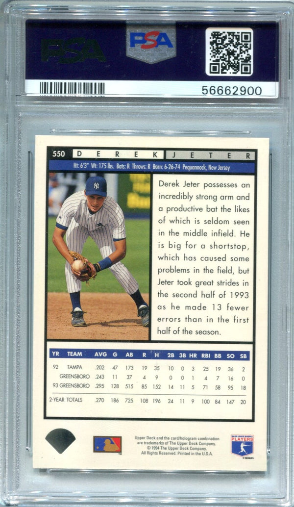 Derek Jeter 1994 Upper Deck #550 PSA Mint 8 Card