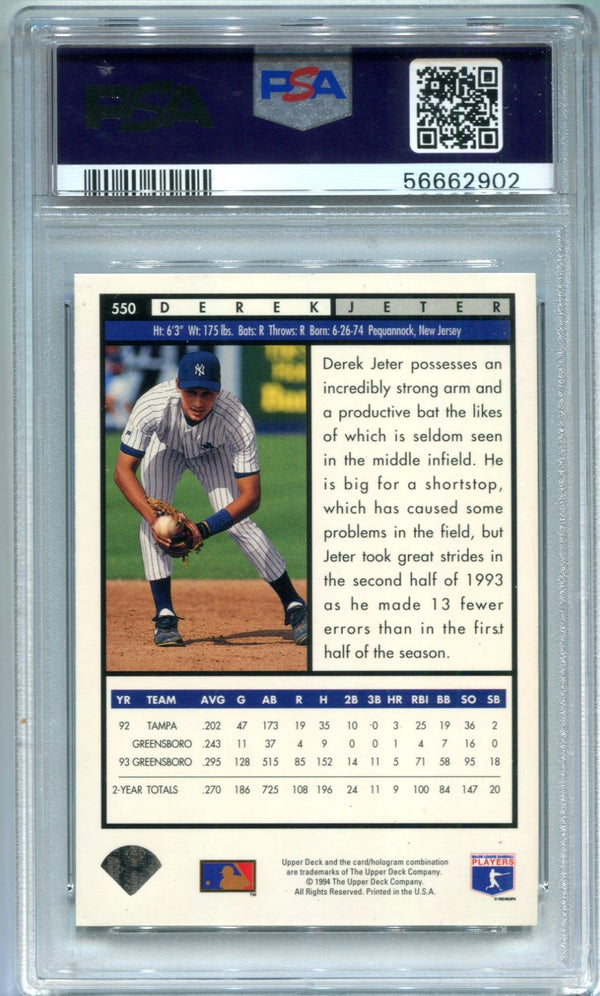 Derek Jeter 1994 Upper Deck #550 PSA Near Mint 8 Card