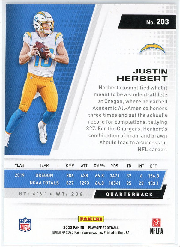 Justin Herbert 2020 Panini Playoff Rookie Card #203