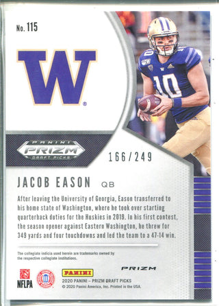 Jacob Eason 2020 Prizm Draft Picks Green & Yellow Rookie Card 166/249