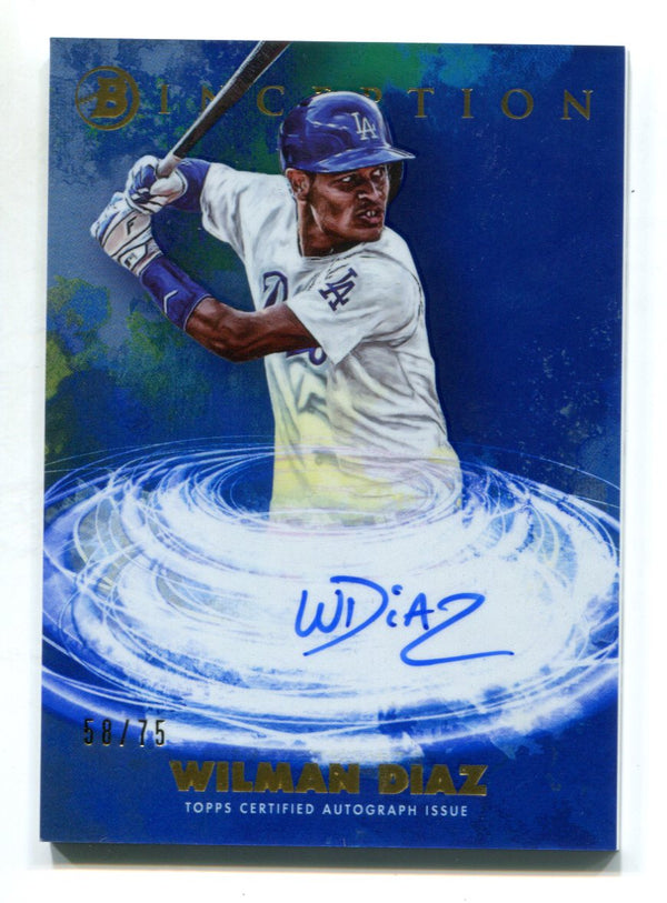 Wilman Diaz 2021 Bowman Inception #PPAWD Blue Auto Card /75