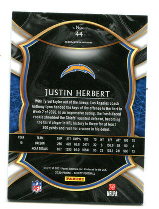 Justin Herbert 2020 Panini Select #44 Concourse RC