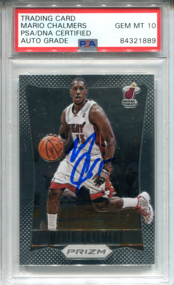 Mario Chalmers Autographed 2011-12 Panini Prizm Card (PSA)