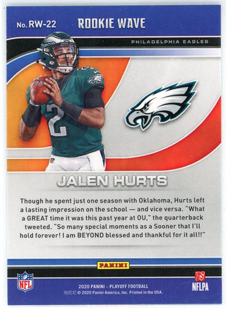 Jalen Hurts 2020 Panini Playoff Rookie Wave Card #RW-22