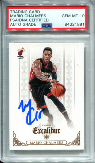 Mario Chalmers Autographed 2014-15 Panini Excalibur Card (PSA)