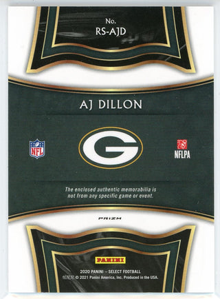 AJ Dillon 2020 Panini Select Red Prizm Rookie Patch Card #RS-AJD