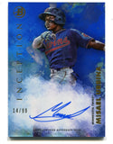 Misael Urbina 2021 Bowman Inception Blue #PAMU Blue Auto Card /99