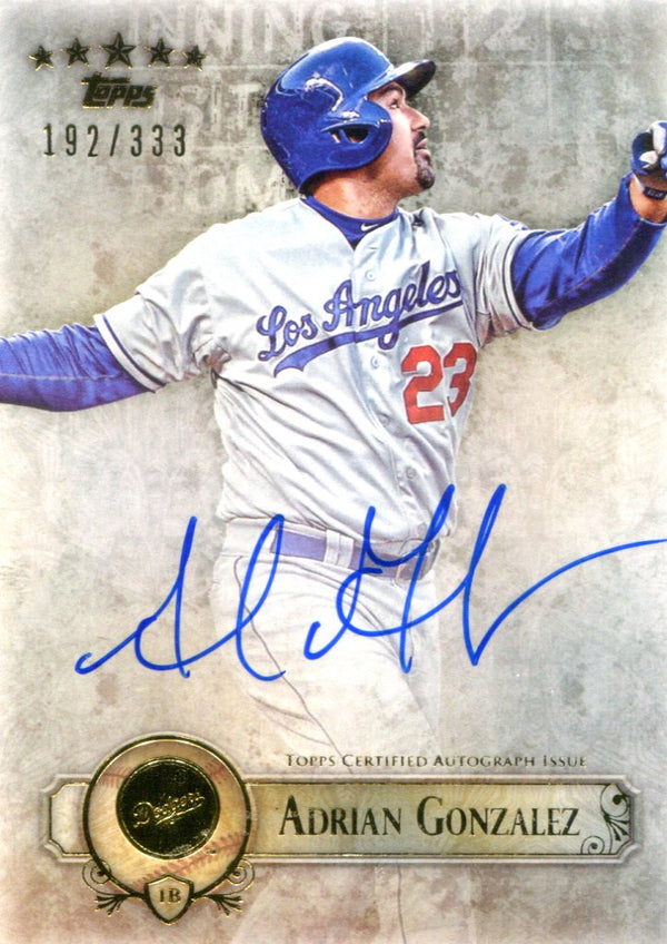 Adrian Gonzalez Autographed Topps Card #192/333