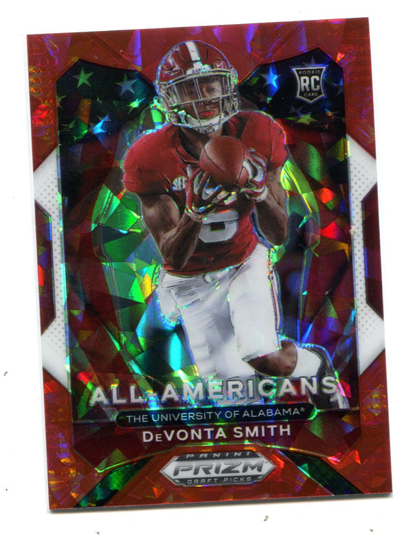 DeVonta Smith 2021 Panini Prizm Draft Picks #186 Red Cracked Ice RC