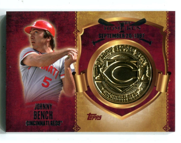 Johnny Bench 2015 Topps 1st Home Run Medallion Card #FHRMJB