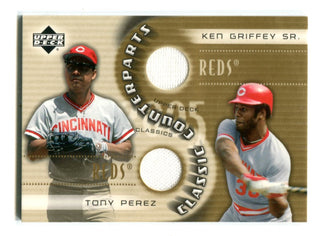 Tony Perez & Ken Griffey Sr 2005 Upper Deck Classic Counterparts Jersey Card #CCGP