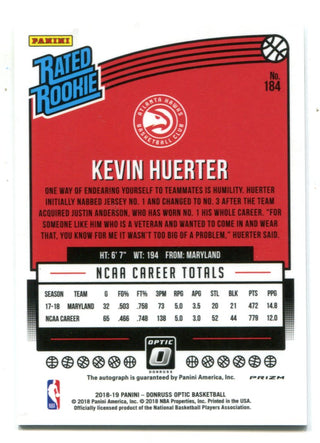 Kevin Huerter 2018 Donruss Rated Rookie Fast Break #184 Auto Card