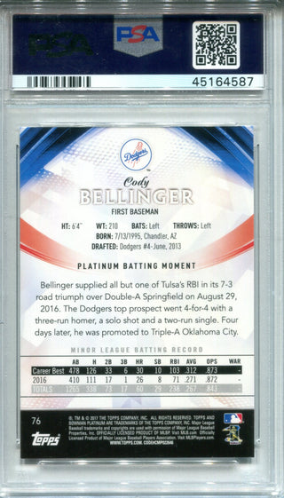 Cody Bellinger 2017 Bowman Platinum Ice Rookie Card #76 (PSA)