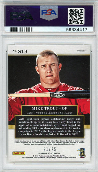 Mike Trout 2013 Panini Select Team Gold Prizm Card #ST3 (PSA Gem MT 10)