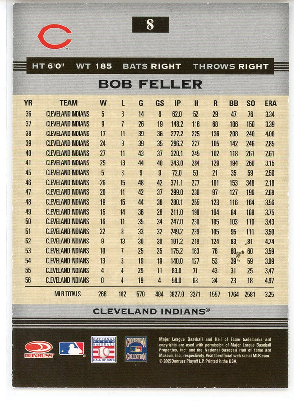 Bob Feller Autographed 2005 Donruss Greats Card #8