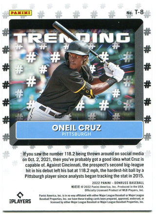 Oneil Cruz Panini Donruss Trending Rookie 2022