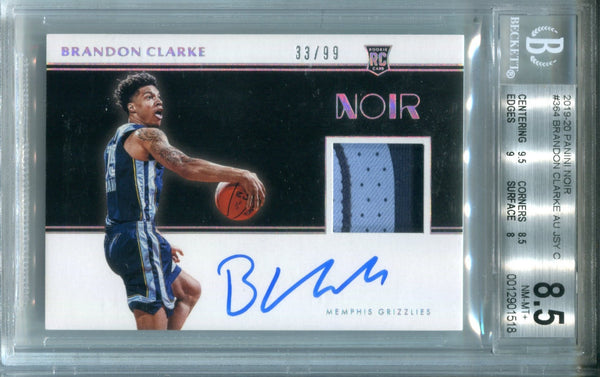 Brandon Clarke Autographed 2019-20 Panini Noir Rookie Jersey Card (BVG)