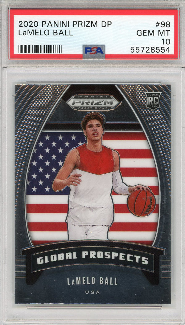 LaMelo Ball 2020 Panini Prizm Draft Pick Global Prospects Rookie Card #98 (PSA)