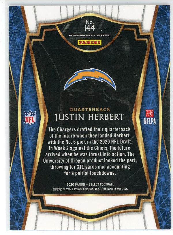 Justin Herbert 2020 Panini Select Premier Level Rookie Card #144