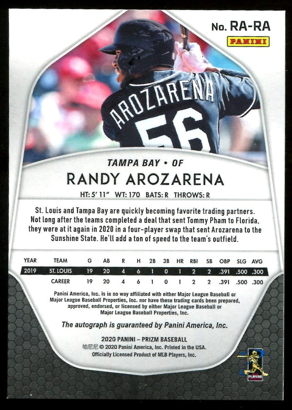 Randy Arozarena 2020 Panini Prizm Autographed Rookie Card