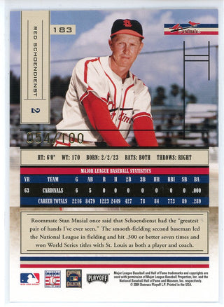 Red Schoendienst Autographed 2004 Absolute Memorabilia Card #183