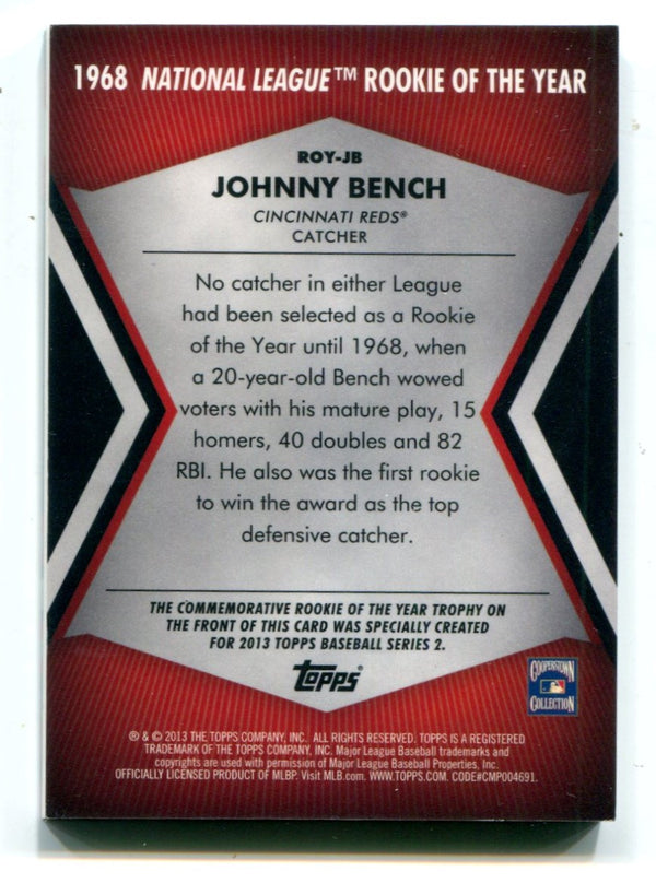 Johnny Bench 2013 Topps #royjb Trophy Card