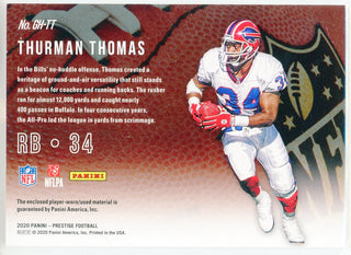 Thurman Thomas 2020 Panini Prestige Gridiron heritage Patch Card #GH-TT