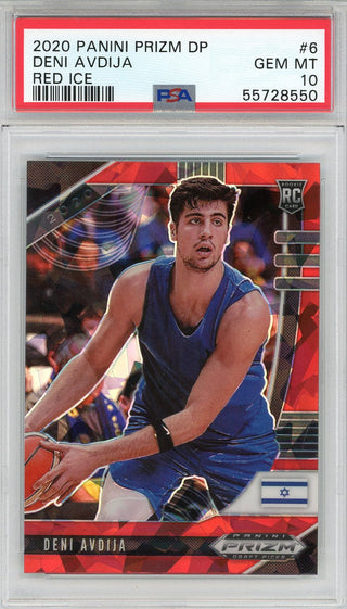 Deni Avdija 2020 Panini Prizm Draft Pick Cracked Red Ice Rookie Card #6 (PSA)