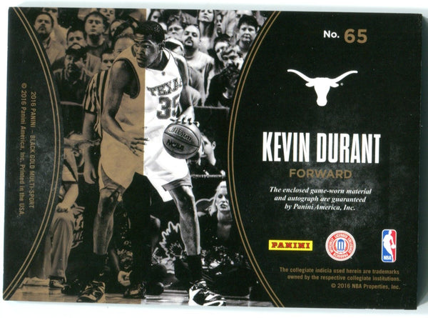 Kevin Durant 2016 Panini Autographed Black Gold Jersey Card #65 04/35y