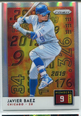 Javier Baez 2019 Panini Prizm Numbers Game Prizm Insert Card