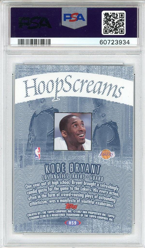 Kobe Bryant 1997 Topps Stadium Club Hoop Screams Card #HS9 (PSA EX-MT 6)