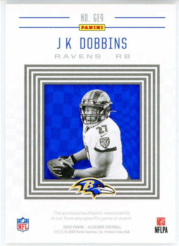 JK Dobbins 2020 Panini Illusions Great Expectations Rookie Patch Card #GE9