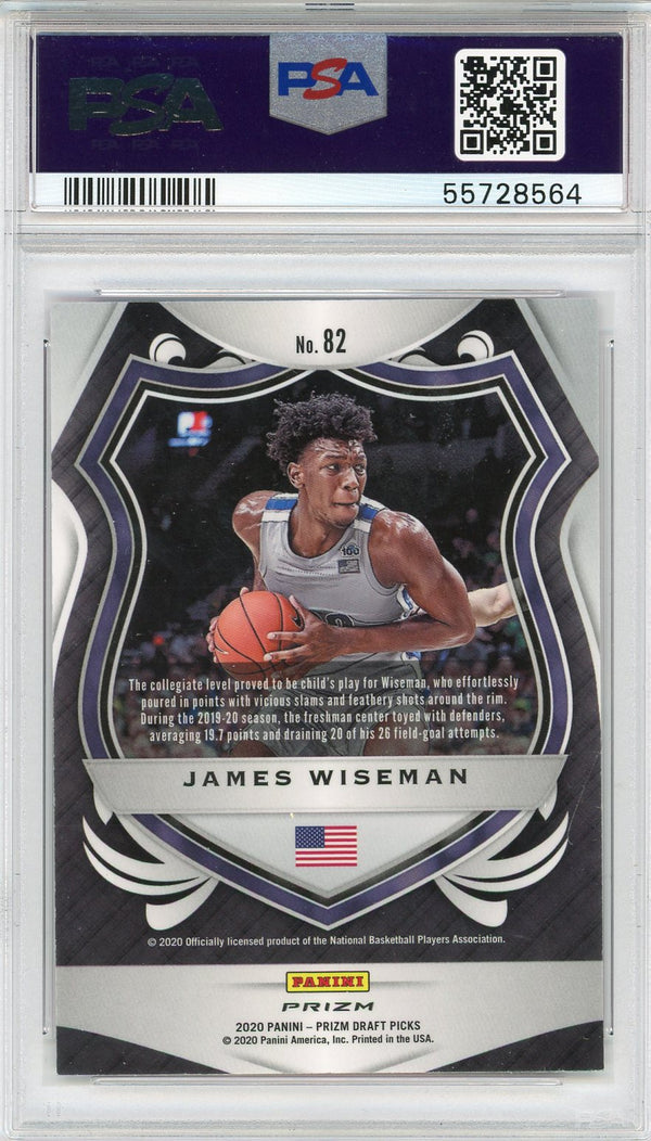 James Wiseman 2020 Panini Prizm Draft Pick Cracked Pink Ice  Crusade Rookie Card #82 (PSA)